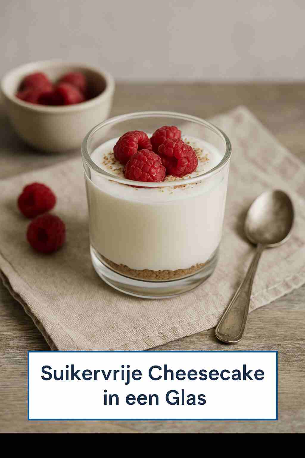 Suikervrije cheesecake in een glas