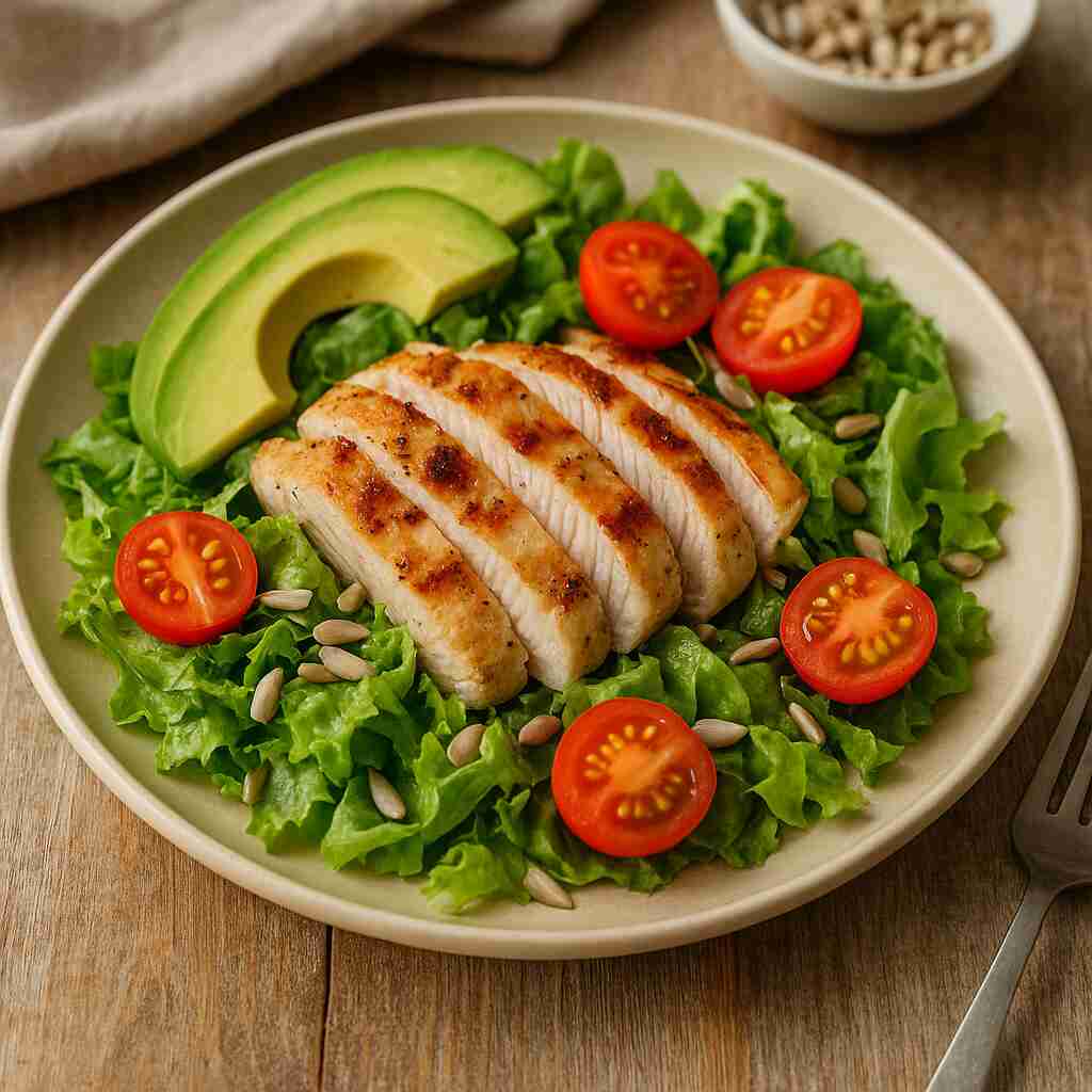 Salade met gegrilde kip en avocado